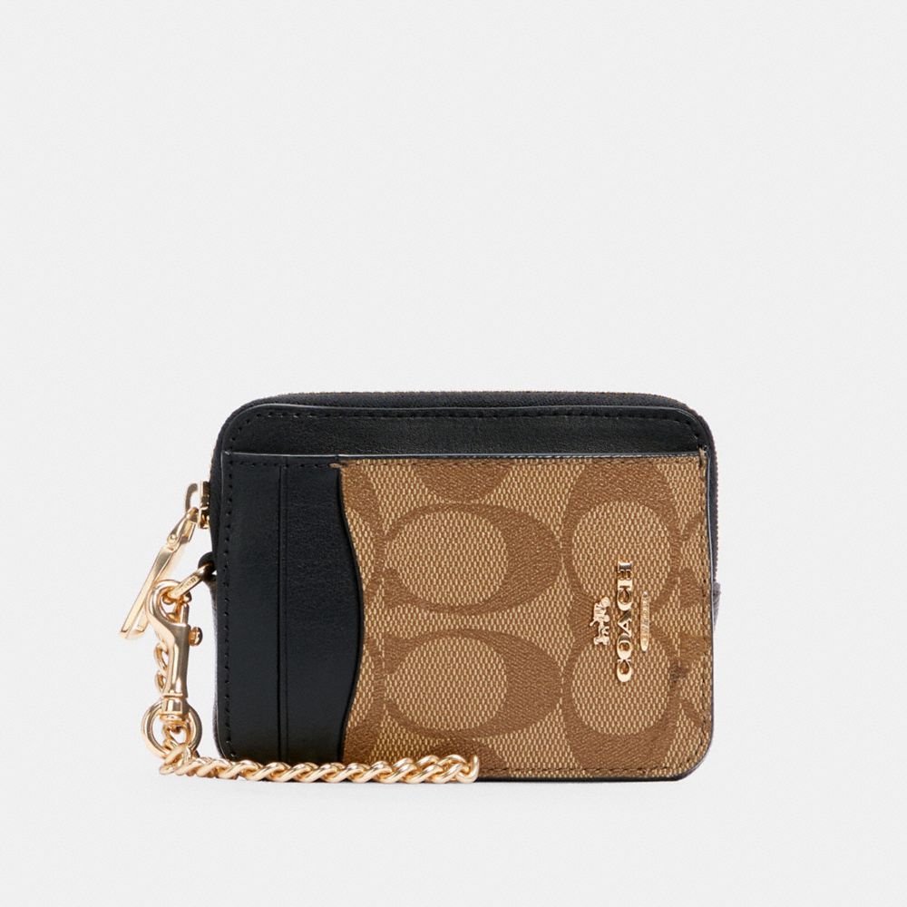 COACH® Outlet  Zip Card Case In Blocked Signature Canvas