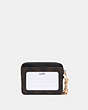 COACH®,ZIP CARD CASE IN BLOCKED SIGNATURE CANVAS,pvc,Mini,Gold/Khaki Brown Multi,Back View