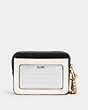 COACH®,ZIP CARD CASE IN COLORBLOCK,Leather,Gold/Chalk Multi,Back View