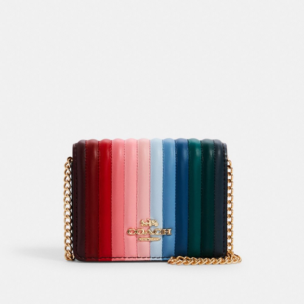 COACH®  Mini Wallet On A Chain With Rainbow Print