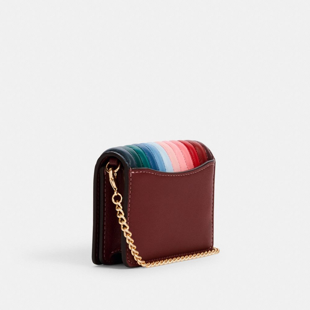 COACH® Outlet | Mini Wallet On A Chain With Rainbow Linear Quilting
