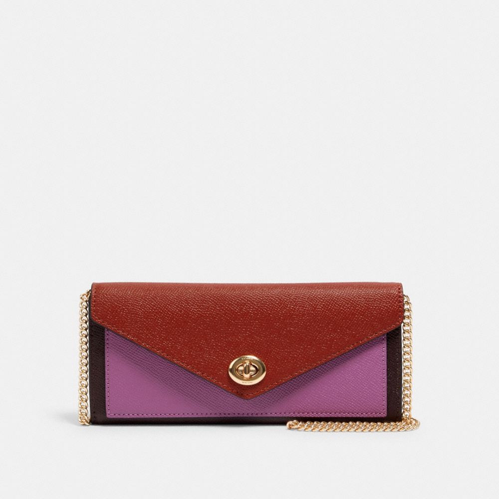 Slim Envelope Wallet With Chain In Colorblock