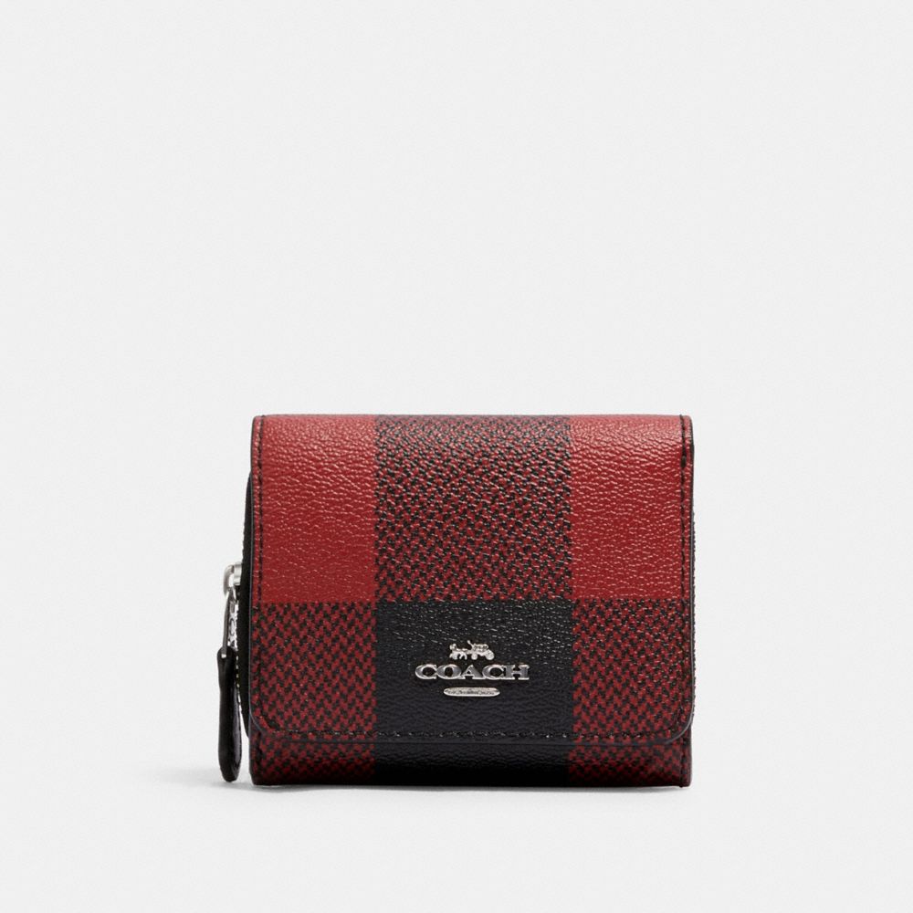 COACH Outlet Small Trifold Wallet With Buffalo Plaid Print