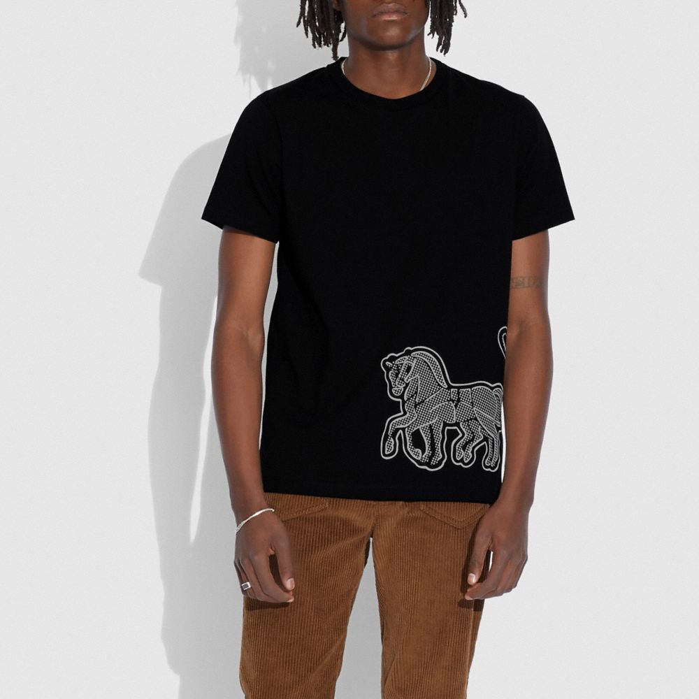 T-shirt avec motif cheval et chariot