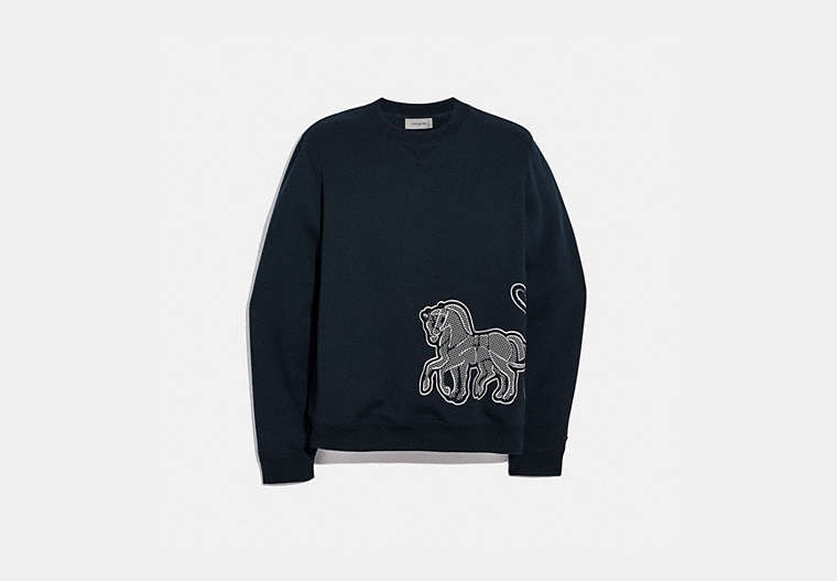 COACH®,HORSE AND CARRIAGE SWEATSHIRT,cotton,NAVY,Front View
