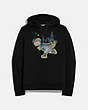COACH®,REXY HOODIE,Cotton/Polyester,Black,Front View