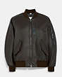 COACH®,LEATHER MA-1 JACKET,Smooth Leather,Pilot Brown,Front View