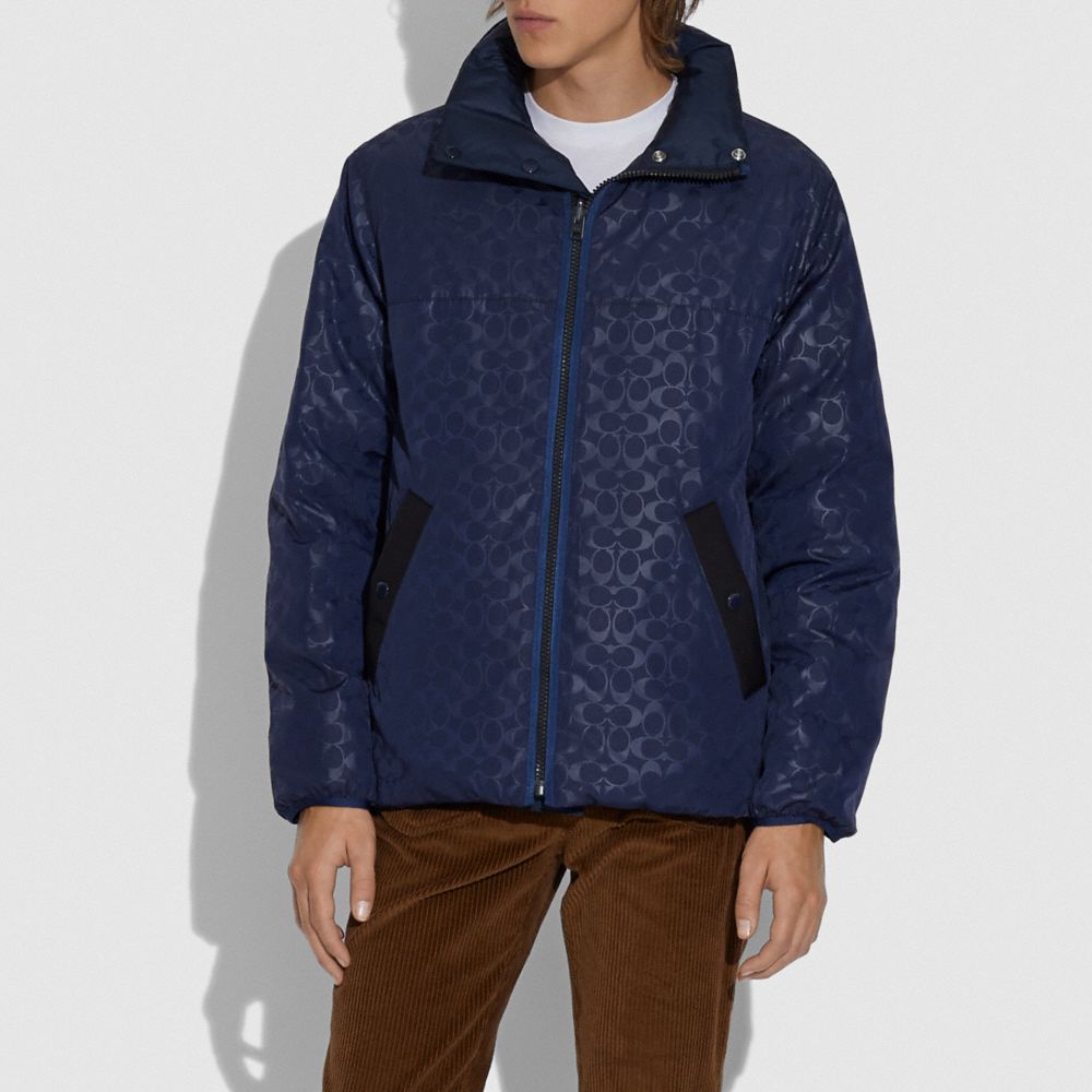 Coach reversible puffer outlets jacket with zippered hood