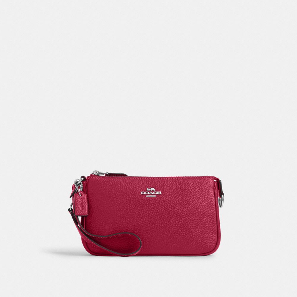 COACH®,NOLITA 19,Cuir galet,Argent/Violet vif,Front View