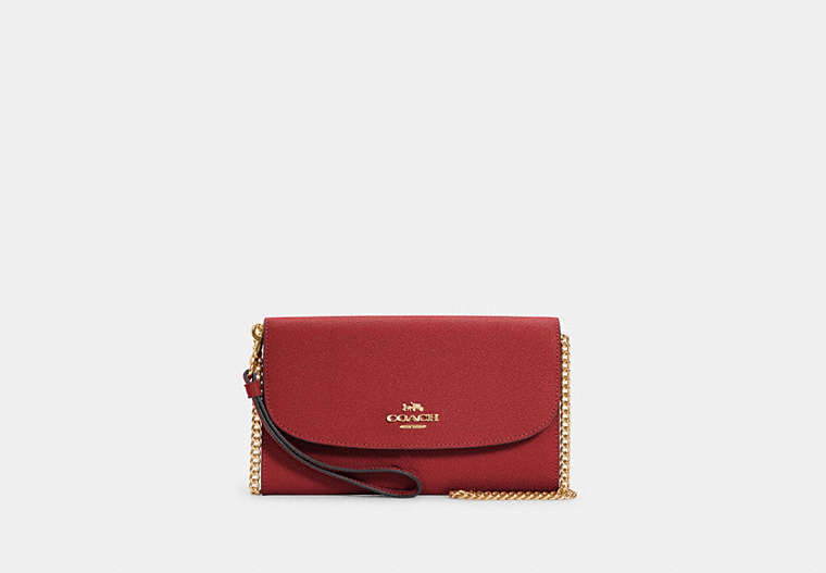 COACH®,GEMMA CLUTCH CROSSBODY,Leather,Mini,Gold/1941 Red,Front View
