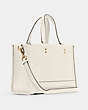COACH®,DEMPSEY CARRYALL WITH PATCH,Leather,Medium,Gold/Chalk,Angle View