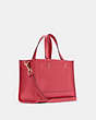 COACH®,DEMPSEY CARRYALL WITH PATCH,Leather,Medium,Gold/Fuchsia,Angle View