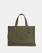 COACH®,DEMPSEY CARRYALL WITH PATCH,Leather,Medium,Silver/Surplus,Front View