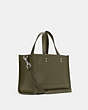 COACH®,DEMPSEY CARRYALL WITH PATCH,Leather,Medium,Silver/Surplus,Angle View