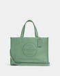 COACH®,DEMPSEY CARRYALL WITH PATCH,Leather,Medium,Silver/Washed Green,Front View