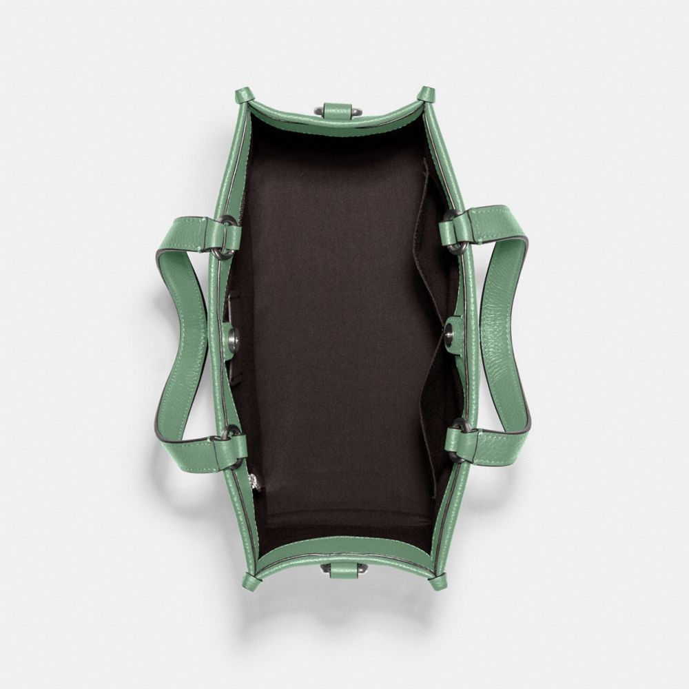 COACH®,FOURRE-TOUT DEMPSEY AVEC RENFORT,Cuir maroquiné,Argent/Vert lavé,Inside View,Top View