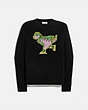 COACH®,REXY INTARSIA SWEATER,Wool/Cashmere,Black,Front View