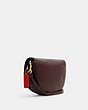 COACH®,ELLEN CROSSBODY WITH DAISY APPLIQUE,Leather,Small,Gold/Oxblood/1941 Red Multi,Angle View