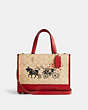 COACH®,LUNAR NEW YEAR DEMPSEY CARRYALL IN SIGNATURE CANVAS WITH OX AND CARRIAGE,pvc,Medium,Gold/Light Khaki Multi,Front View