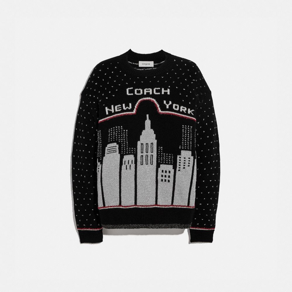 COACH Holiday Cityscape Intarsia Sweater