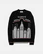COACH®,HOLIDAY CITYSCAPE INTARSIA SWEATER,wool,Black,Front View