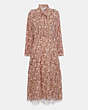 COACH®,GEORGETTE RUFFLE DRESS,Silk,Pink/Tan,Front View