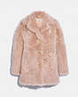 COACH®,SHEARLING COAT WITH TURNLOCKS,Shearling,Dusty Pink,Front View