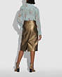 COACH®,METALLIC LEATHER MIDI SKIRT,Smooth Leather,Pyrite,Scale View