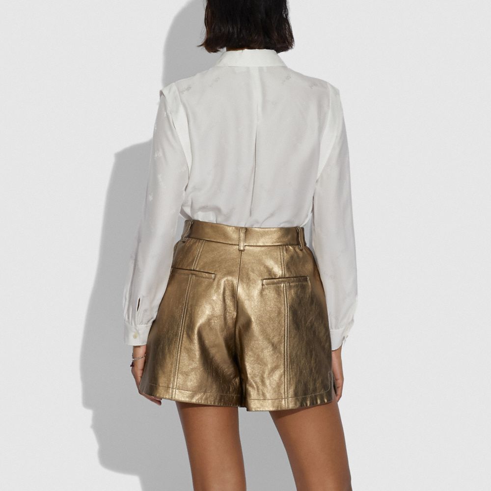 Metallic Leather Shorts
