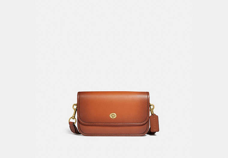 COACH®,DINKY 23,Smooth Leather,Small,Brass/Hazelnut,Front View