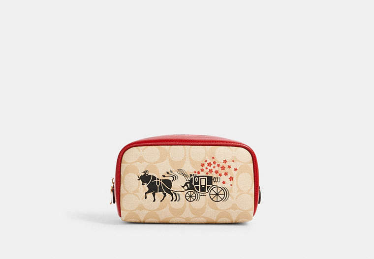 Lunar New Year Small Boxy Cosmetic Case In Signature Canvas With Ox And Carriage