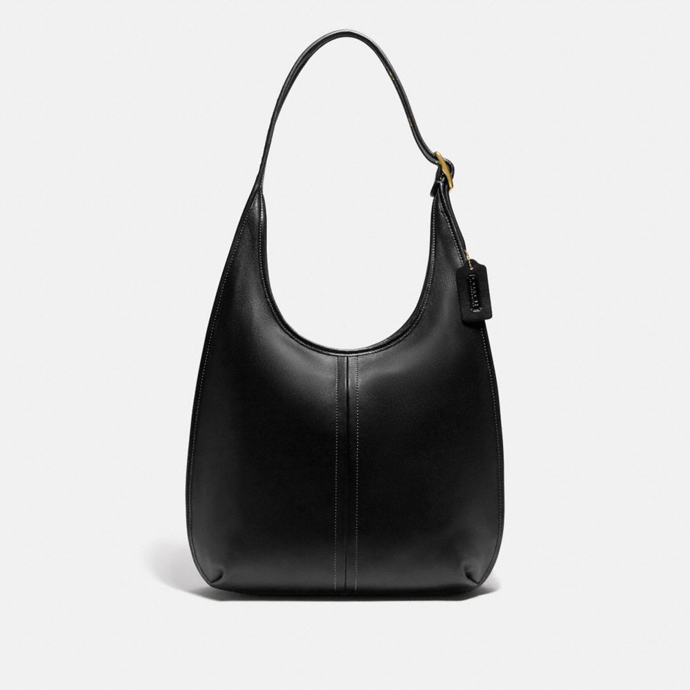 COACH®,ERGO SHOULDER BAG 33,Glovetan Leather,Large,Brass/Black,Front View