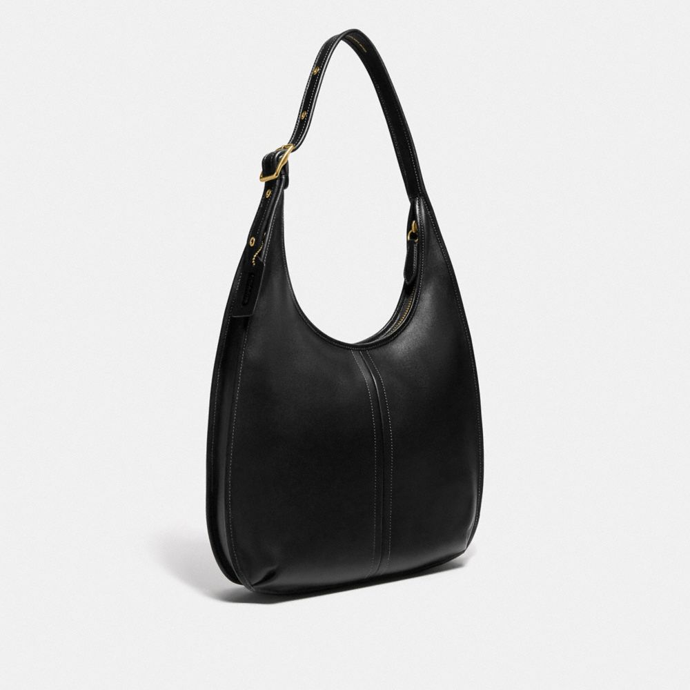 COACH®,ERGO SHOULDER BAG 33,Glovetan Leather,Large,Brass/Black,Angle View