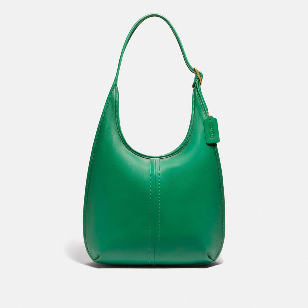 COACH®,ERGO SHOULDER BAG 33,Glovetan Leather,Large,Brass/Green,Front View