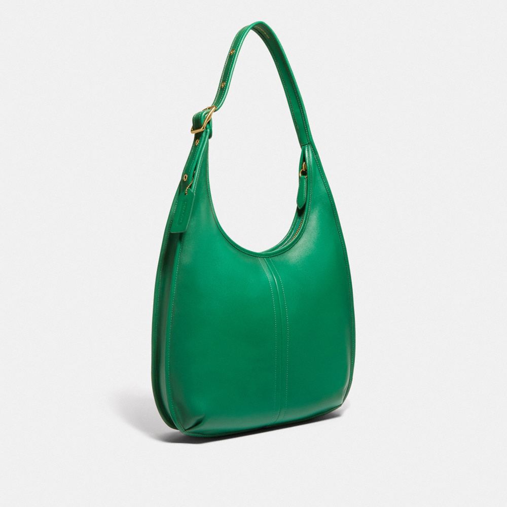 COACH®,ERGO SHOULDER BAG 33,Glovetan Leather,Large,Brass/Green,Angle View