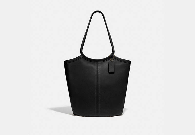 COACH®,BEA TOTE,Smooth Leather,Large,Brass/Black,Front View