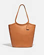 COACH®,BEA TOTE,Smooth Leather,Large,Brass/Natural,Front View