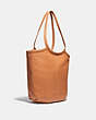COACH®,BEA TOTE,Smooth Leather,Large,Brass/Natural,Angle View
