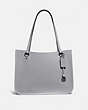 COACH®,TYLER CARRYALL,Pebbled Leather,Large,Pewter/Granite,Front View