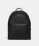 COACH®,CHARTER BACKPACK,Pebbled Leather,Black Copper/Black,Front View