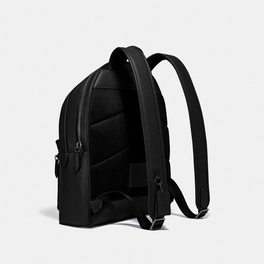COACH®,CHARTER BACKPACK,Refined Pebble Leather,X-Large,Black Copper/Black,Angle View