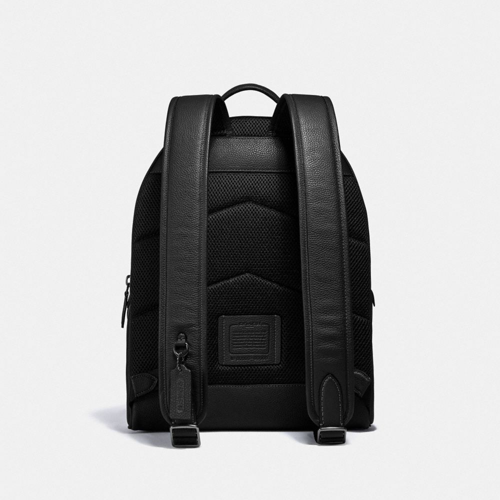 COACH®,CHARTER BACKPACK,Refined Pebble Leather,X-Large,Black Copper/Black,Back View