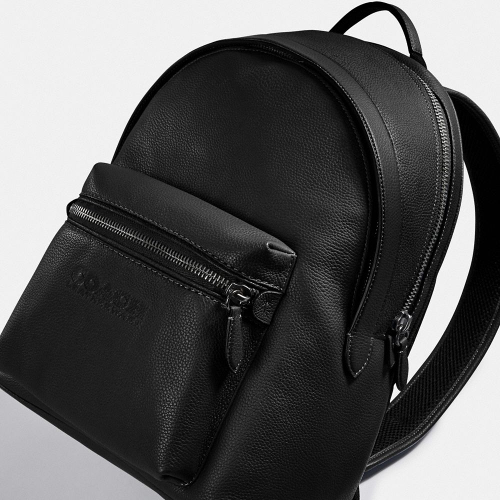 Black leather 2024 coach backpack