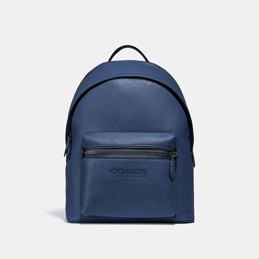 未使用品□COACH/コーチ C2286 ロゴ入り チャーター レザー バックパック/リュックサック/バッグ ブラック ロゴチャーム・保存袋付き