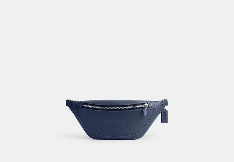 COACH®,LEAGUE BELT BAG,Smooth Leather,Medium,Deep Blue,Front View
