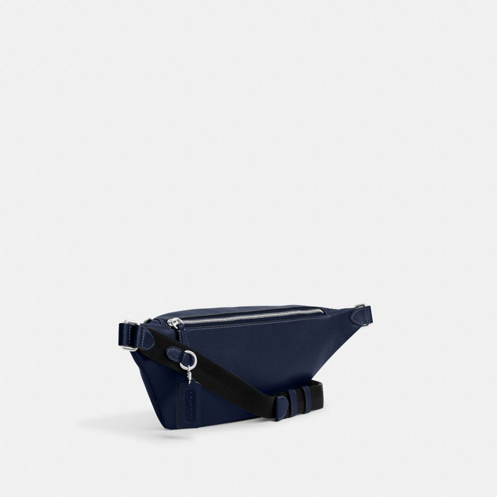 COACH®,LEAGUE BELT BAG,Smooth Leather,Medium,Deep Blue,Angle View