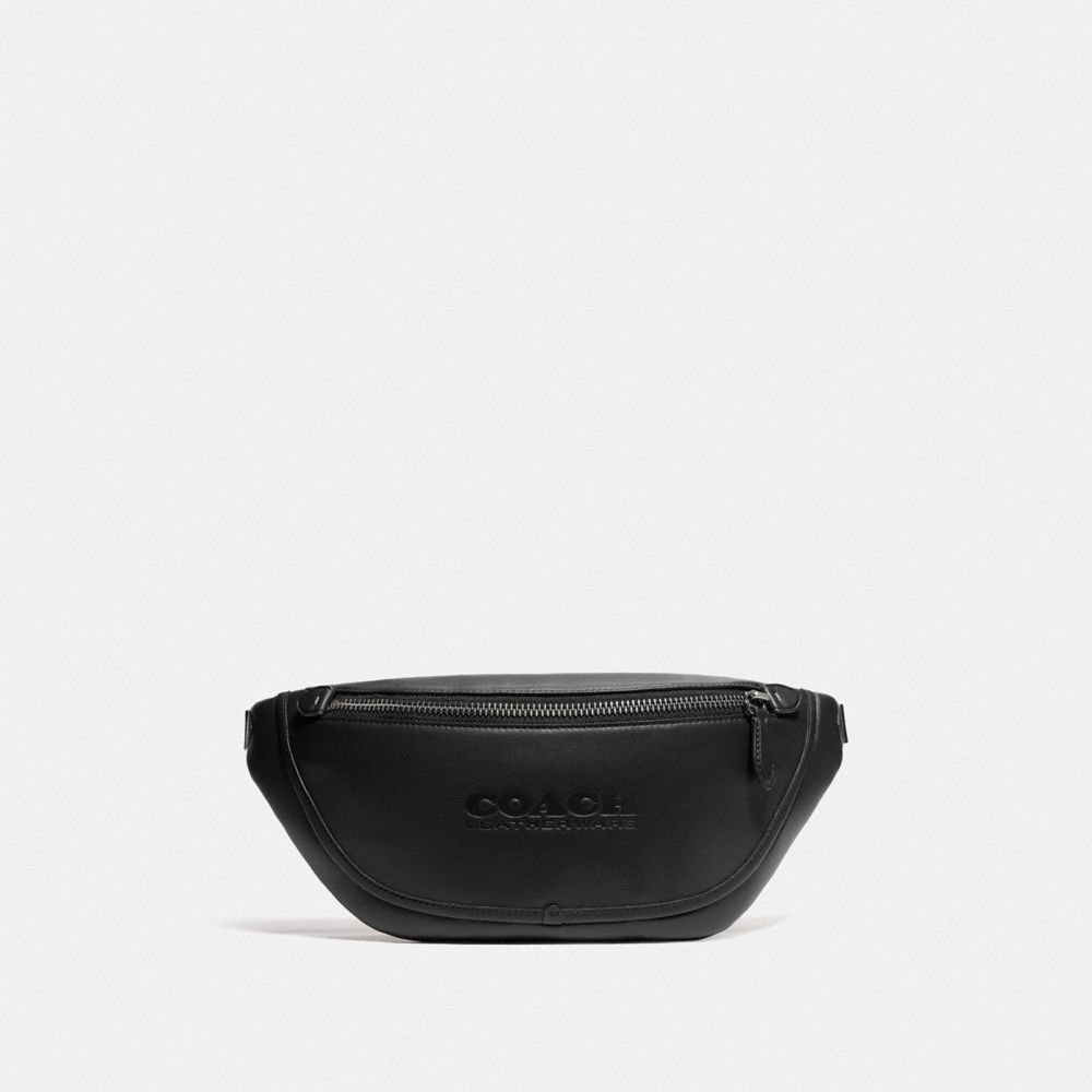 COACH®,LEAGUE BELT BAG,Smooth Leather,Medium,Black Copper/Black,Front View