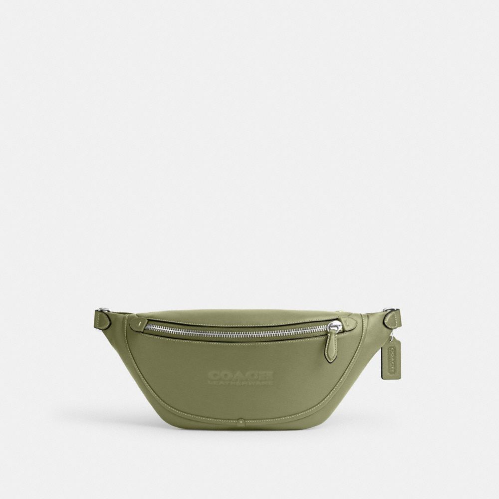 COACH®,LEAGUE BELT BAG,Smooth Leather,Medium,Moss,Front View