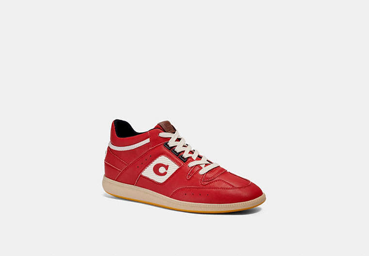COACH®,CITYSOLE MID TOP SNEAKER,Leather,Electric Red,Front View