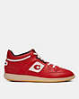 COACH®,CITYSOLE MID TOP SNEAKER,Leather,Electric Red,Angle View